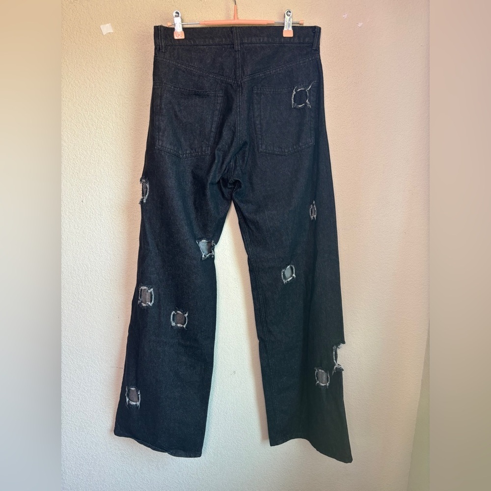 Rejina Pyo Mia Reworked Distressed Cut Out Wide Leg High Rise Relaxed Jeans 10 - Picture 8 of 10